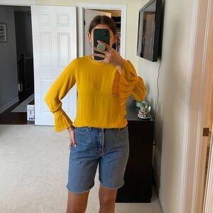 Loft mustard yellow blouse with bell sleeves